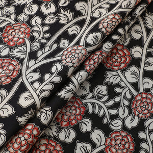 Black - Cotton Kalamkari Print Fabric 04