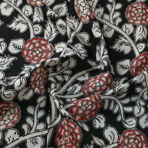 Black - Cotton Kalamkari Print Fabric 04