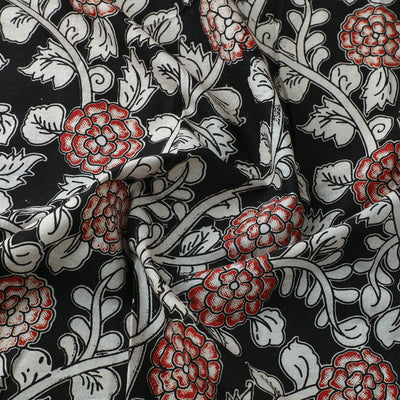 Black - Cotton Kalamkari Print Fabric 04
