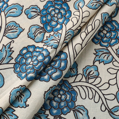 Beige - Cotton Kalamkari Print Fabric 07