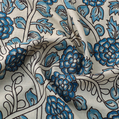 Beige - Cotton Kalamkari Print Fabric 07