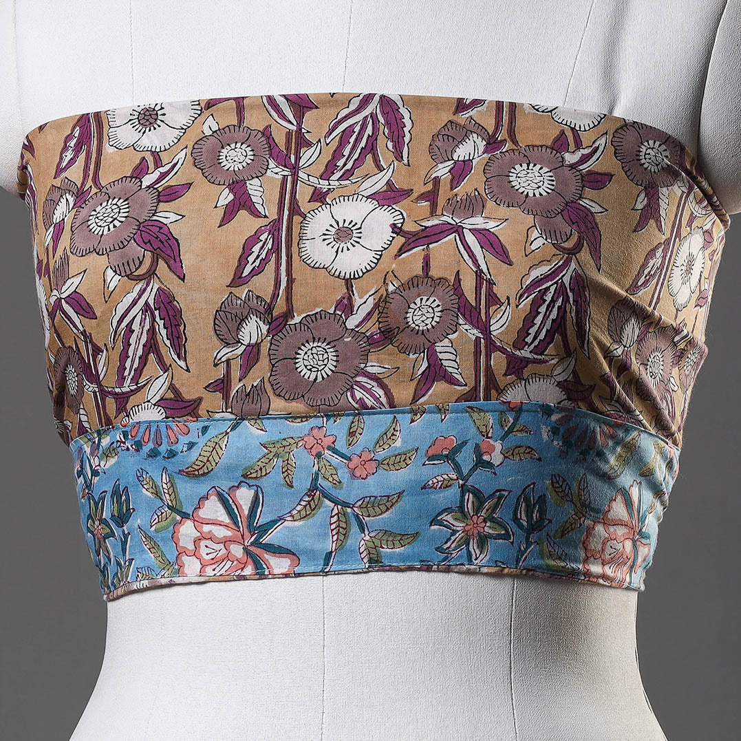 Brown - Sanganeri Block Printed Cotton Blouse Piece