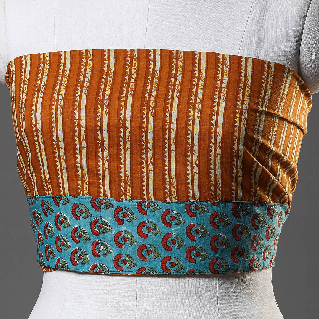 Brown - Sanganeri Block Printed Cotton Blouse Piece