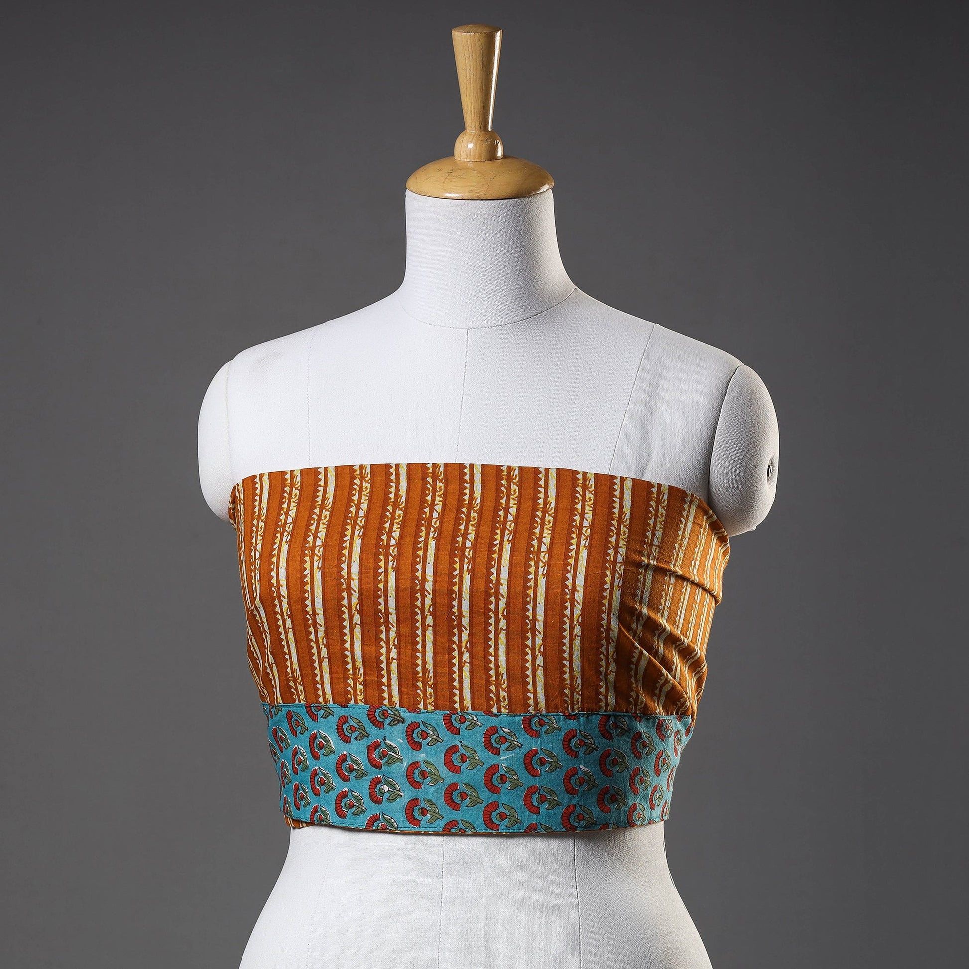 Brown - Sanganeri Block Printed Cotton Blouse Piece