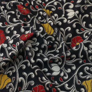 Black - Cotton Kalamkari Print Fabric 09