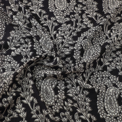 Black - Cotton Kalamkari Print Fabric 10