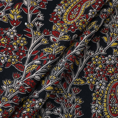 Black - Cotton Kalamkari Print Fabric 13