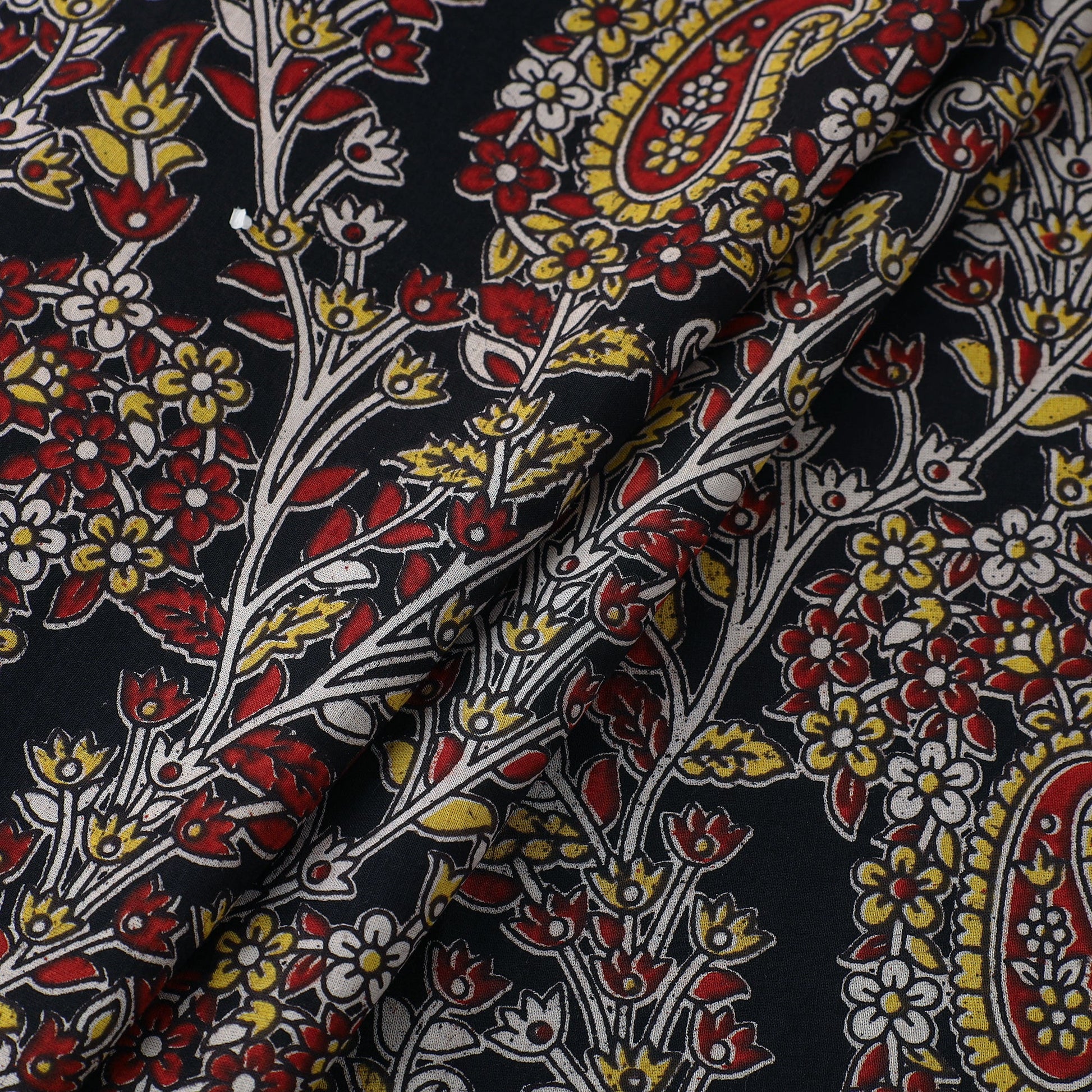 Black - Cotton Kalamkari Print Fabric 13
