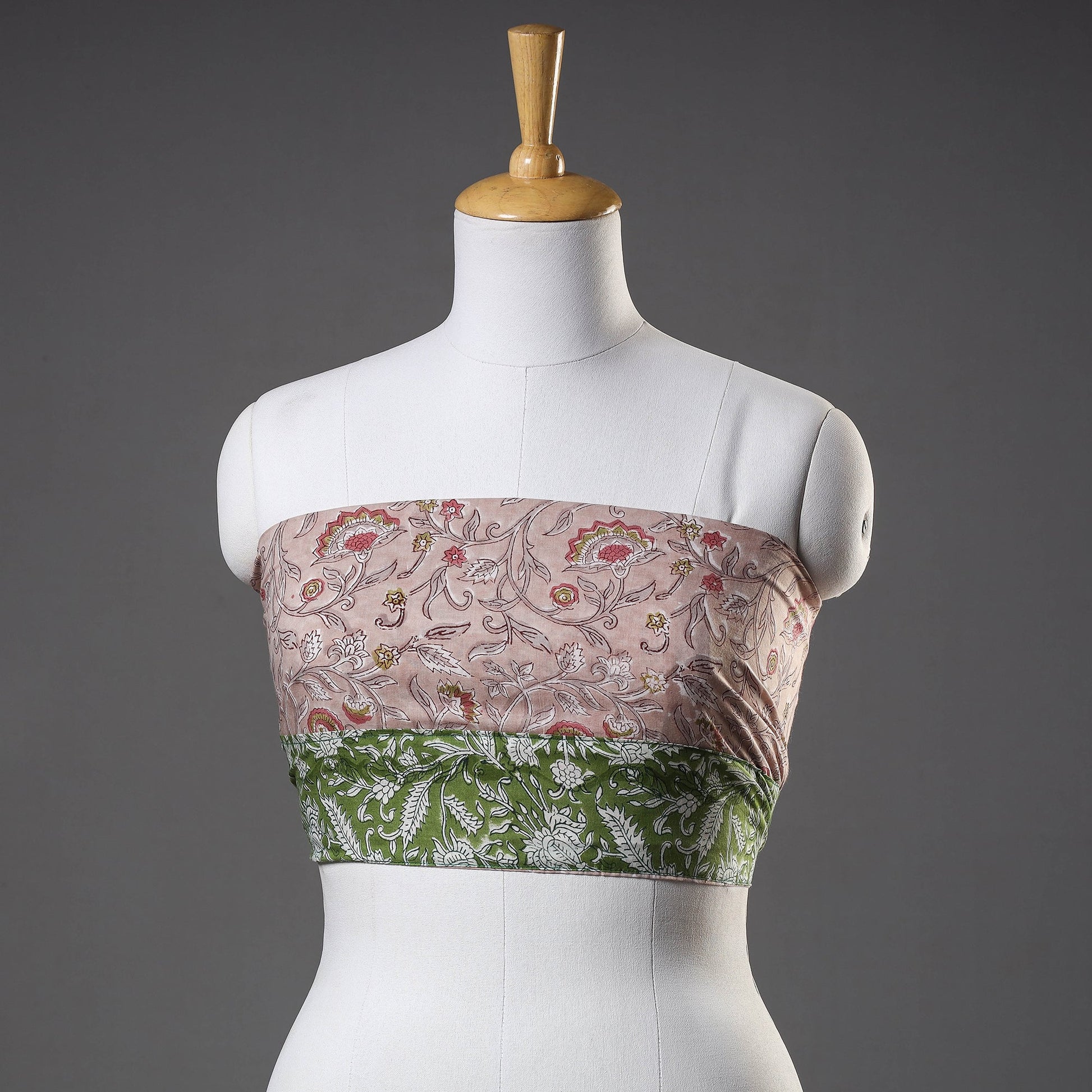 Brown - Sanganeri Block Printed Cotton Blouse Piece