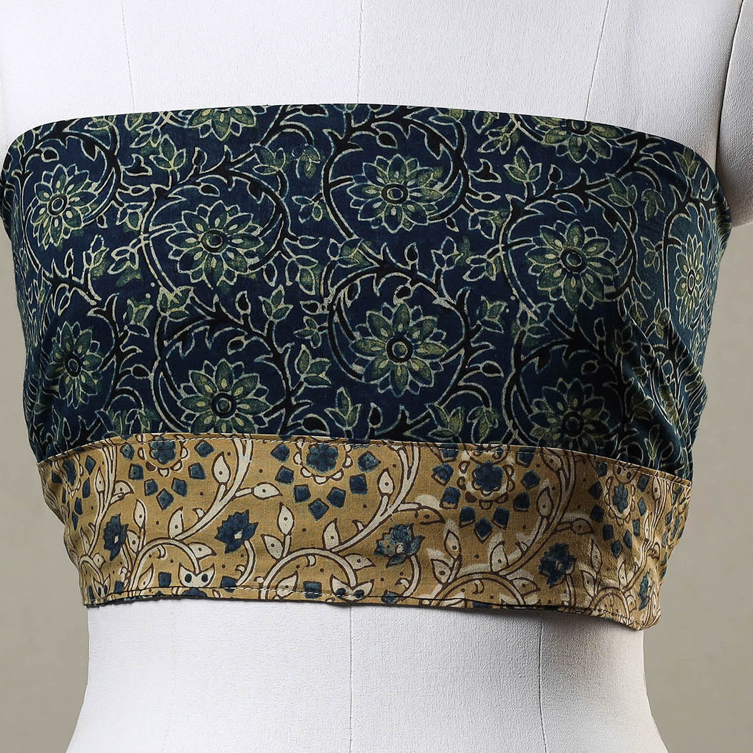 Blue - Ajrakh Block Printed Cotton Blouse Piece