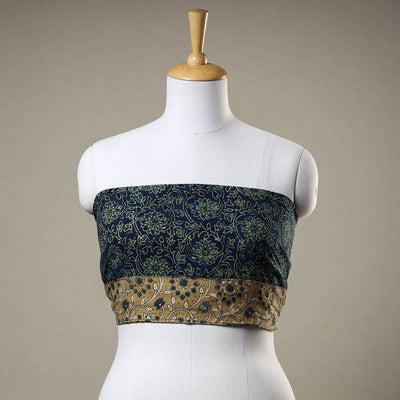 Blue - Ajrakh Block Printed Cotton Blouse Piece