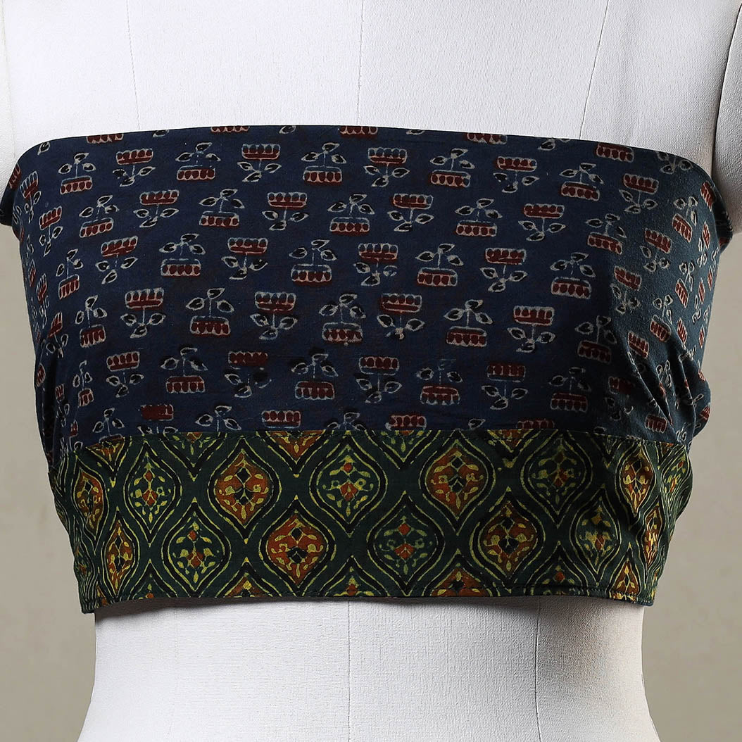 Blue - Ajrakh Block Printed Cotton Blouse Piece