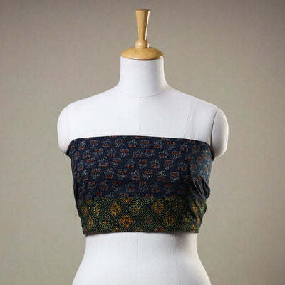 Blue - Ajrakh Block Printed Cotton Blouse Piece