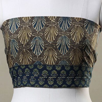 Brown - Ajrakh Block Printed Cotton Blouse Piece