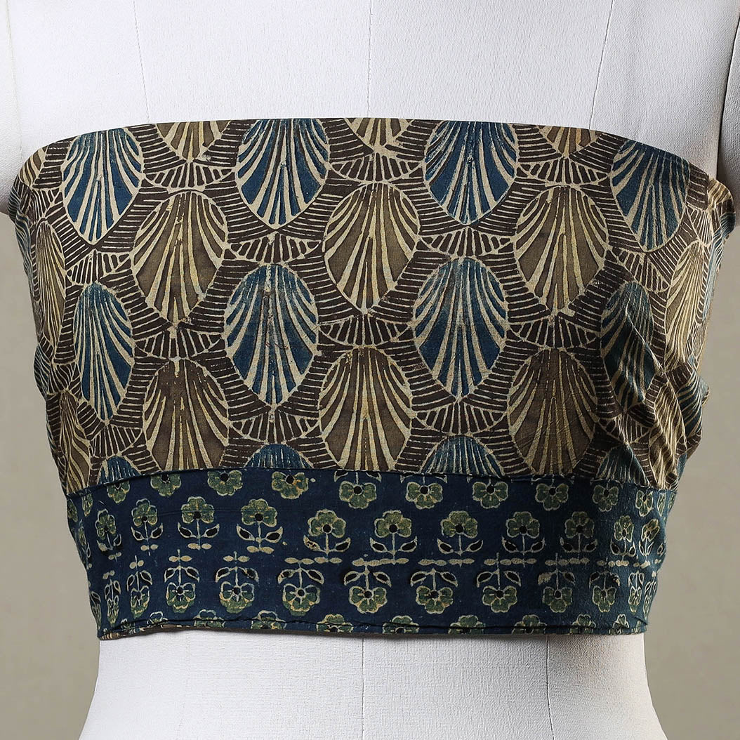 Brown - Ajrakh Block Printed Cotton Blouse Piece