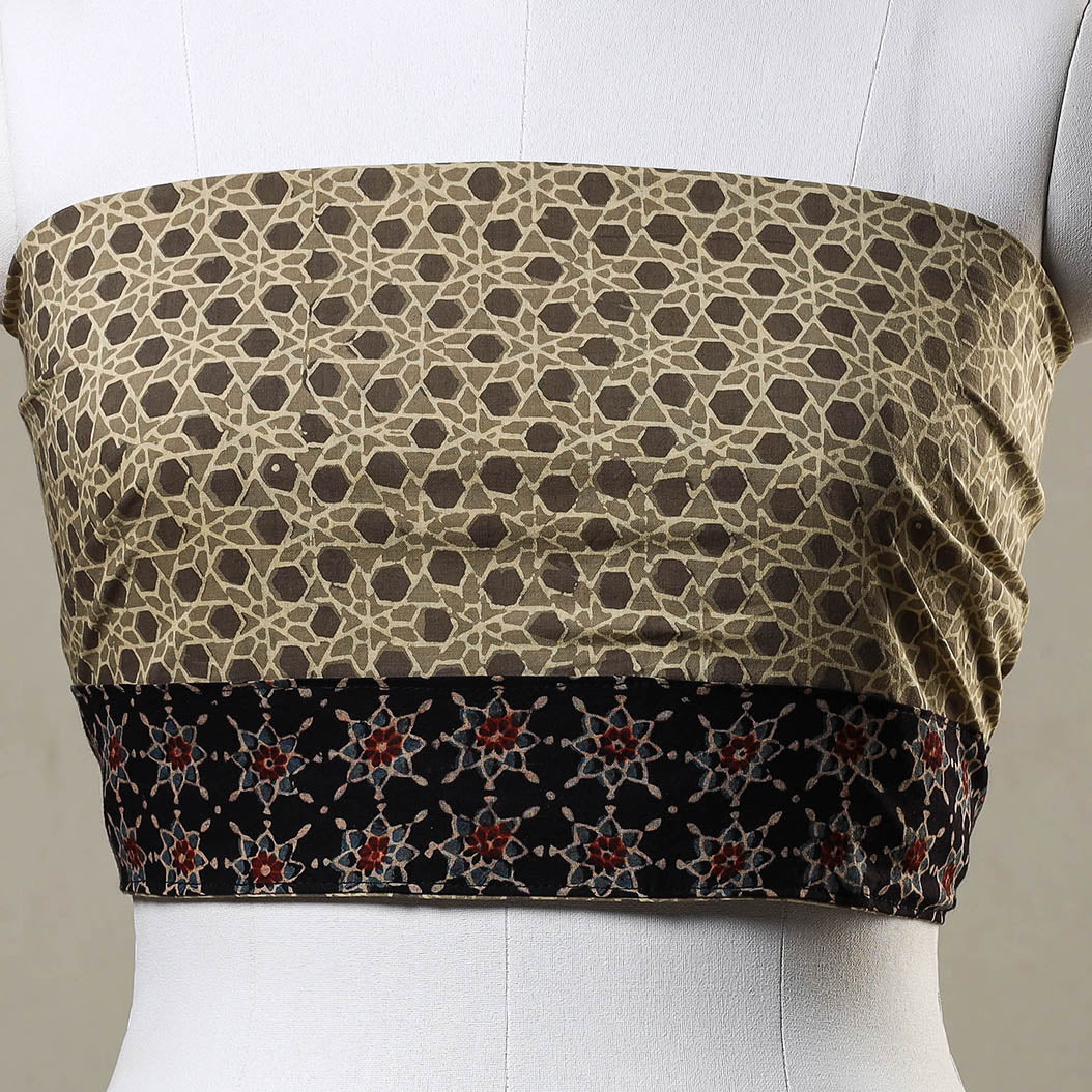 Beige - Ajrakh Block Printed Cotton Blouse Piece