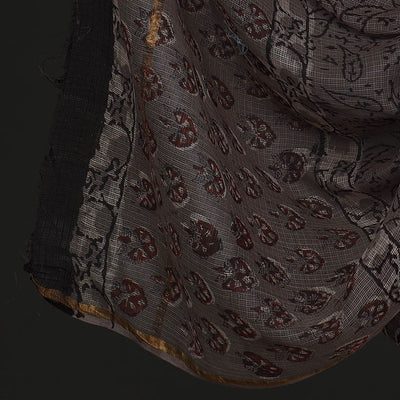 Brown - 3pc Jahota Block Printed Kota Doria Suit Material Set