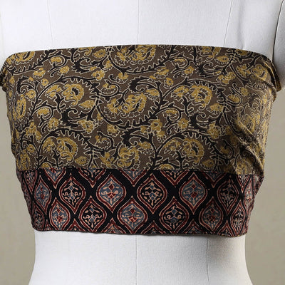 Brown - Ajrakh Block Printed Cotton Blouse Piece