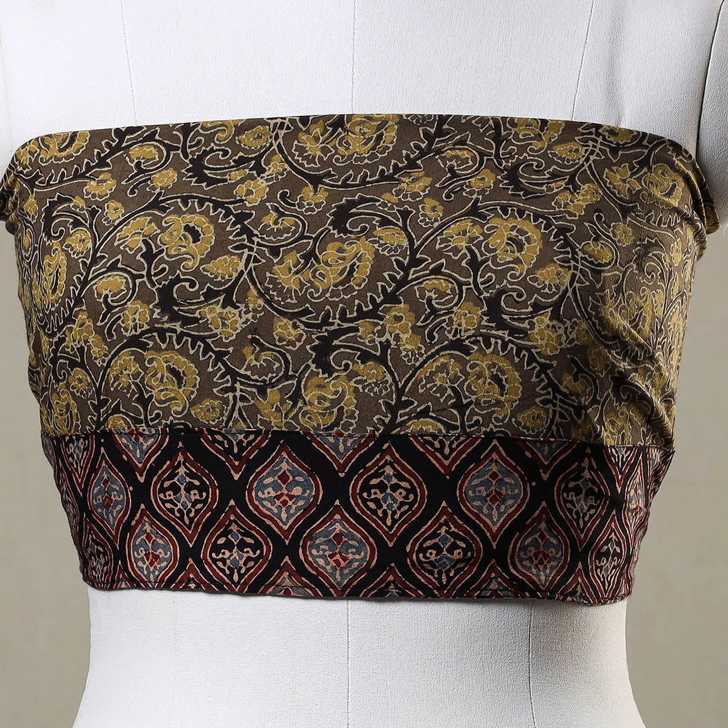 Brown - Ajrakh Block Printed Cotton Blouse Piece