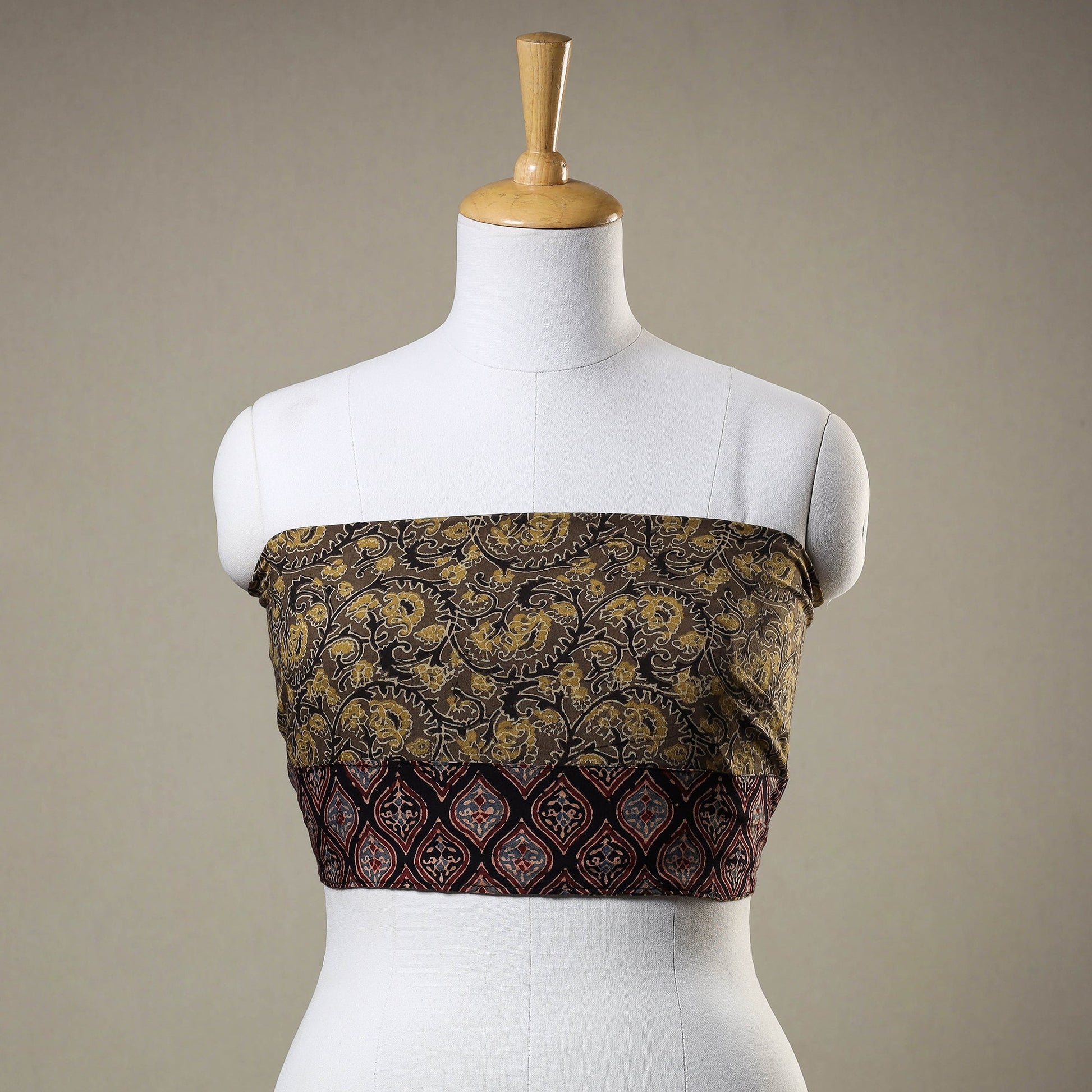 Brown - Ajrakh Block Printed Cotton Blouse Piece