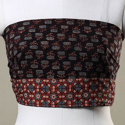 Black - Ajrakh Block Printed Cotton Blouse Piece