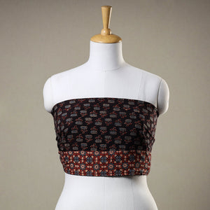 Black - Ajrakh Block Printed Cotton Blouse Piece