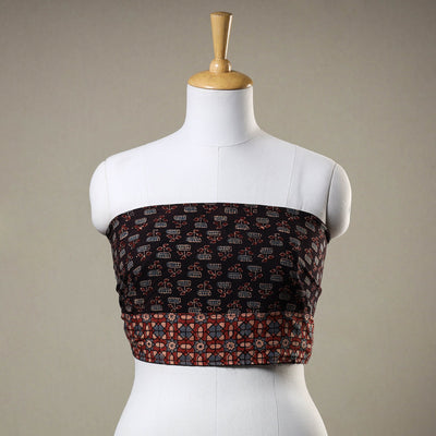 Black - Ajrakh Block Printed Cotton Blouse Piece