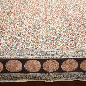 Beige - Pedana Kalamkari Block Printed Cotton Double Bed Cover (111 x 91 in) 05