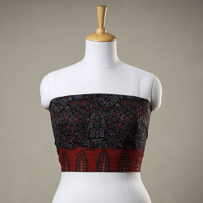 Black - Ajrakh Block Printed Cotton Blouse Piece