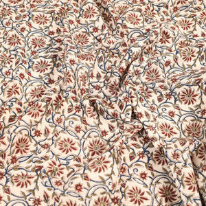 Beige - Pedana Kalamkari Block Printed Cotton Double Bed Cover (111 x 91 in) 05