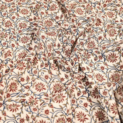 Beige - Pedana Kalamkari Block Printed Cotton Double Bed Cover (111 x 91 in) 05