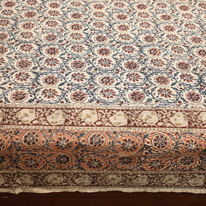 Beige - Pedana Kalamkari Block Printed Cotton Double Bed Cover (111 x 91 in) 07
