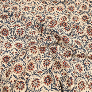 Beige - Pedana Kalamkari Block Printed Cotton Double Bed Cover (111 x 91 in) 07