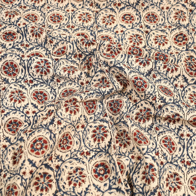 Beige - Pedana Kalamkari Block Printed Cotton Double Bed Cover (111 x 91 in) 07