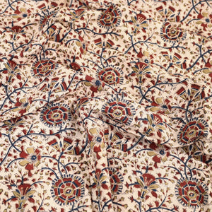 Beige - Pedana Kalamkari Block Printed Cotton Double Bed Cover (111 x 91 in) 08