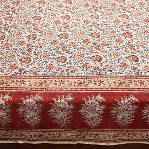 Beige - Pedana Kalamkari Block Printed Cotton Double Bed Cover (111 x 91 in) 09