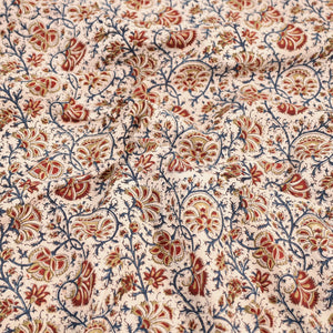 Beige - Pedana Kalamkari Block Printed Cotton Double Bed Cover (111 x 91 in) 09