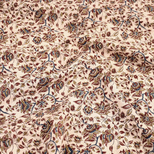 Beige - Pedana Kalamkari Block Printed Cotton Double Bed Cover (111 x 91 in) 12
