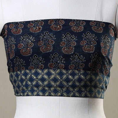 Blue - Ajrakh Block Printed Cotton Blouse Piece
