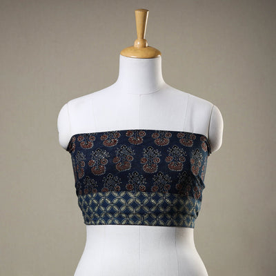 Blue - Ajrakh Block Printed Cotton Blouse Piece