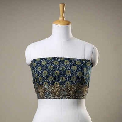 Blue - Ajrakh Block Printed Cotton Blouse Piece