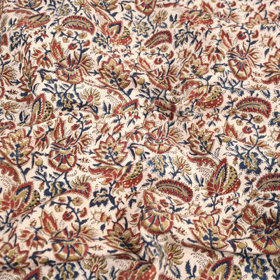 Beige - Pedana Kalamkari Block Printed Cotton Double Bed Cover (111 x 91 in) 19