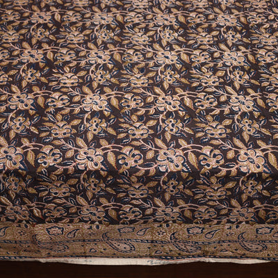 Brown - Pedana Kalamkari Block Printed Cotton Double Bed Cover (111 x 91 in) 20