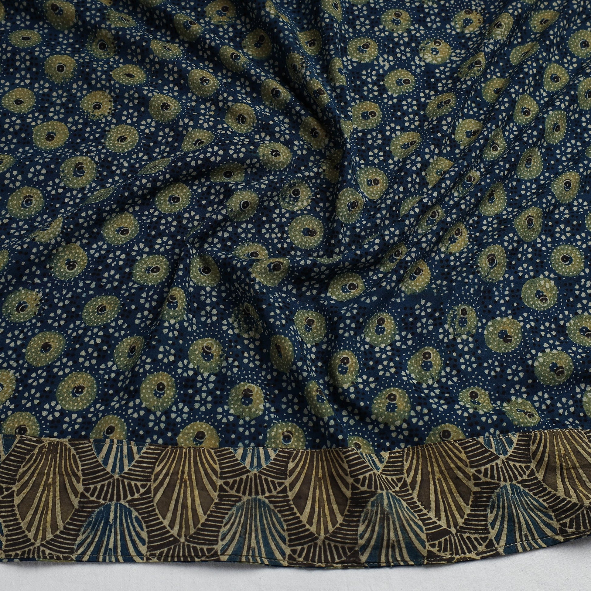 Blue - Ajrakh Block Printed Cotton Blouse Piece