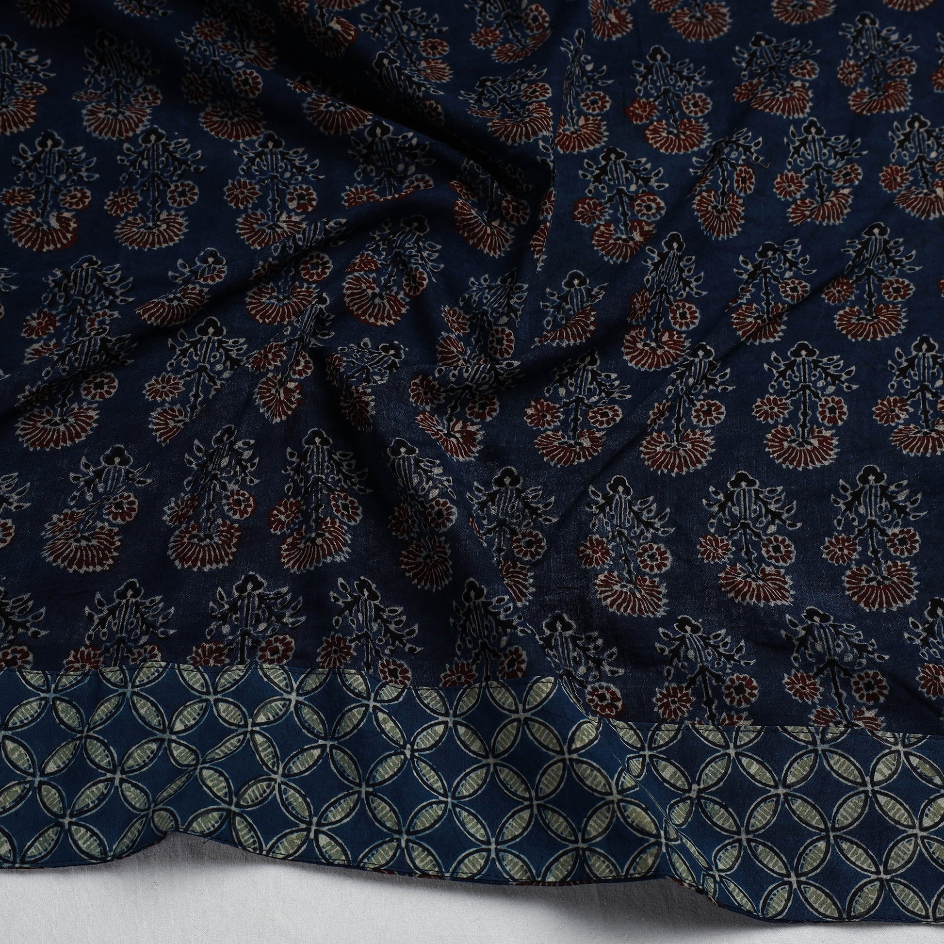 Blue - Ajrakh Block Printed Cotton Blouse Piece