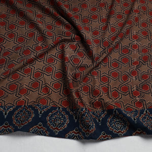 Brown - Ajrakh Block Printed Cotton Blouse Piece
