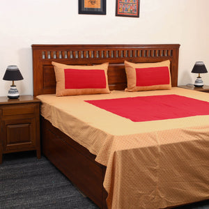 Beige - Jacquard Patchwork Cotton Double Bed Cover with Pillow Covers (108 x 83 in) 31