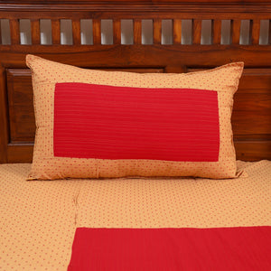 Beige - Jacquard Patchwork Cotton Double Bed Cover with Pillow Covers (108 x 83 in) 31