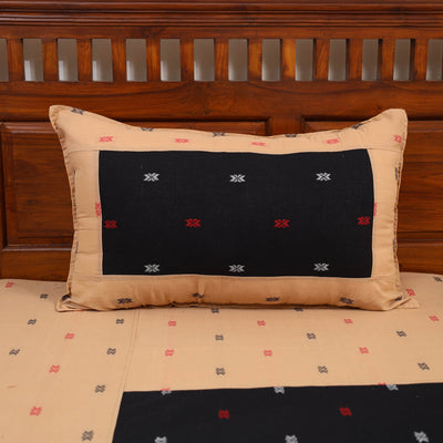 Beige - Jacquard Patchwork Cotton Double Bed Cover with Pillow Covers (108 x 83 in) 32