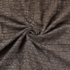 Brown - Pure Wool Handloom Special Akola Hand Block Printed Fabric